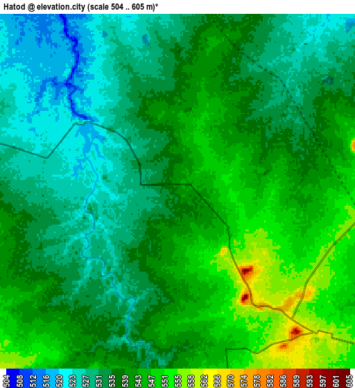 Zoom OUT 2x Hātod, India elevation map