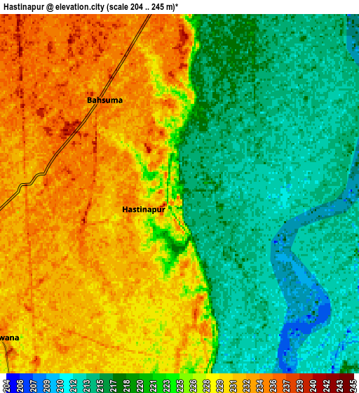 Zoom OUT 2x Hastināpur, India elevation map