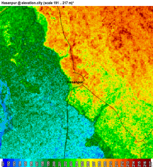 Zoom OUT 2x Hasanpur, India elevation map