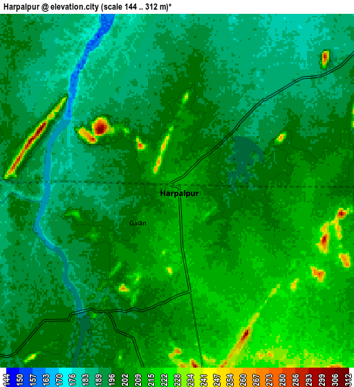 Zoom OUT 2x Harpālpur, India elevation map