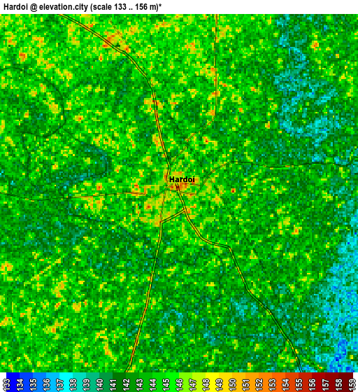 Zoom OUT 2x Hardoī, India elevation map