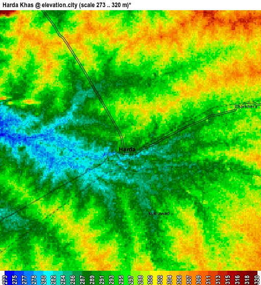 Zoom OUT 2x Harda Khās, India elevation map