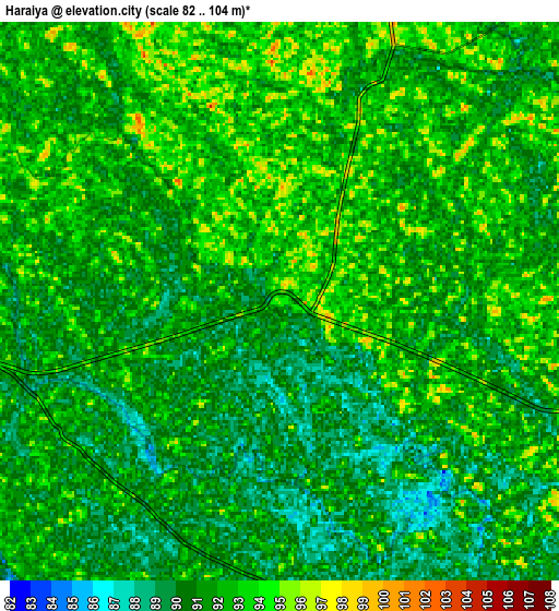 Zoom OUT 2x Haraiya, India elevation map
