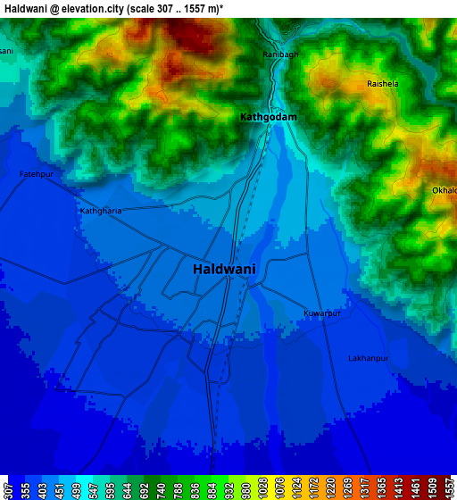 Zoom OUT 2x Haldwani, India elevation map