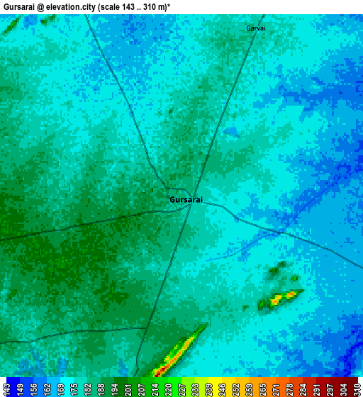 Zoom OUT 2x Gursarāi, India elevation map