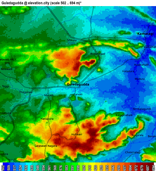 Zoom OUT 2x Guledagudda, India elevation map