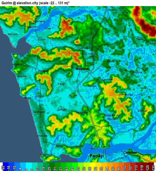 Zoom OUT 2x Guirim, India elevation map