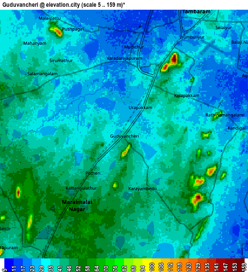 Zoom OUT 2x Gūduvāncheri, India elevation map