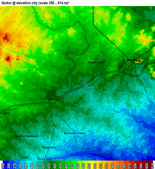 Zoom OUT 2x Gūdūr, India elevation map