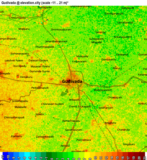 Zoom OUT 2x Gudivāda, India elevation map