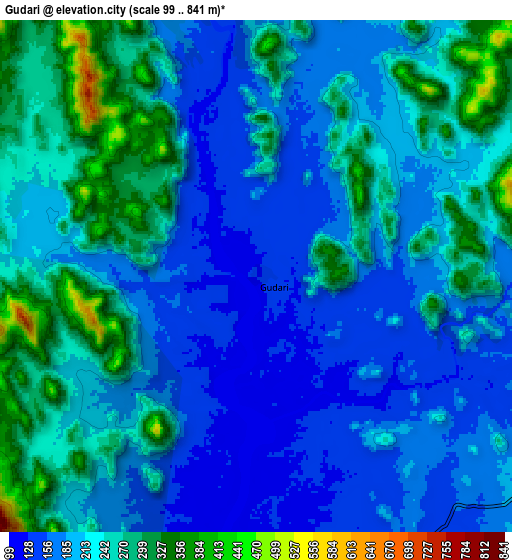 Zoom OUT 2x Gudāri, India elevation map