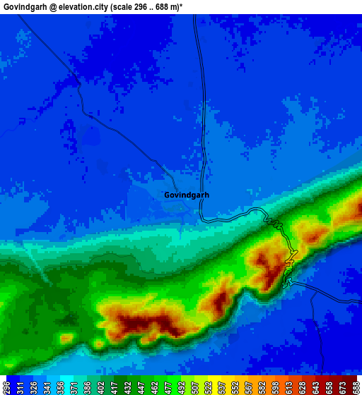 Zoom OUT 2x Govindgarh, India elevation map