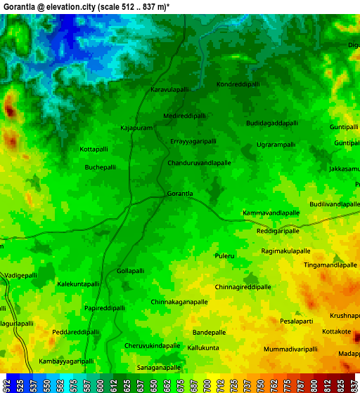 Zoom OUT 2x Gorantla, India elevation map