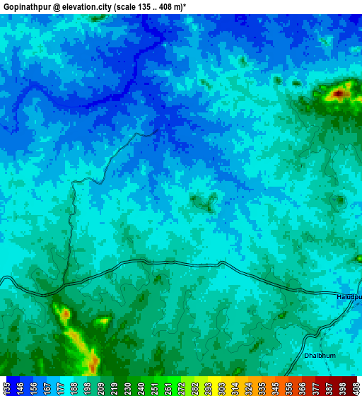 Zoom OUT 2x Gopināthpur, India elevation map