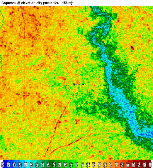 Zoom OUT 2x Gopāmau, India elevation map