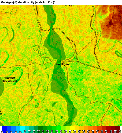 Zoom OUT 2x Golakganj, India elevation map