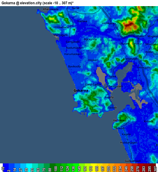 Zoom OUT 2x Gokarna, India elevation map