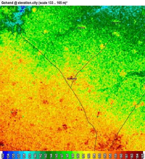 Zoom OUT 2x Gohānd, India elevation map