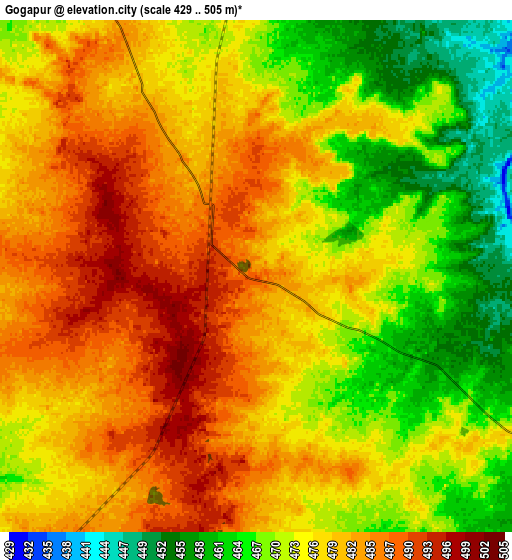 Zoom OUT 2x Gogāpur, India elevation map