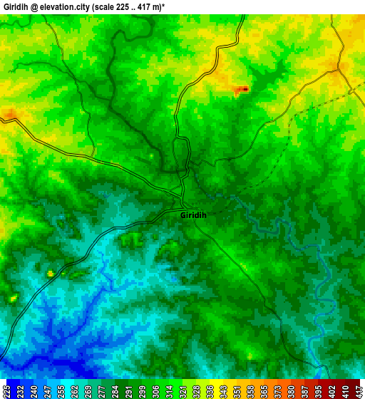 Zoom OUT 2x Gīrīdīh, India elevation map