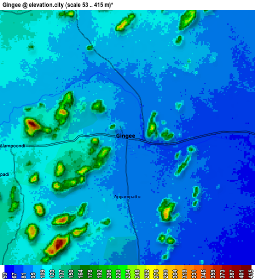 Zoom OUT 2x Gingee, India elevation map