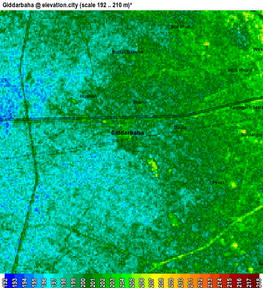 Zoom OUT 2x Giddarbāha, India elevation map