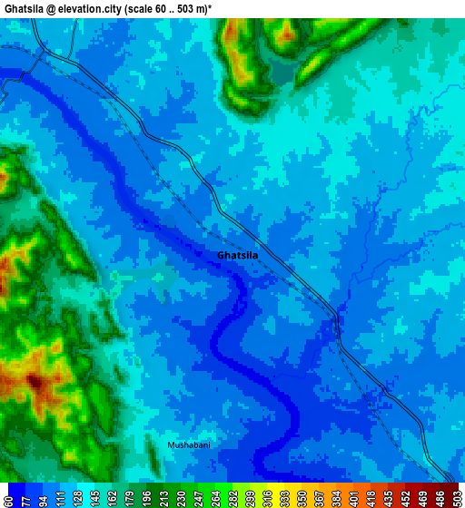 Zoom OUT 2x Ghātsīla, India elevation map