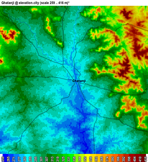 Zoom OUT 2x Ghātanji, India elevation map