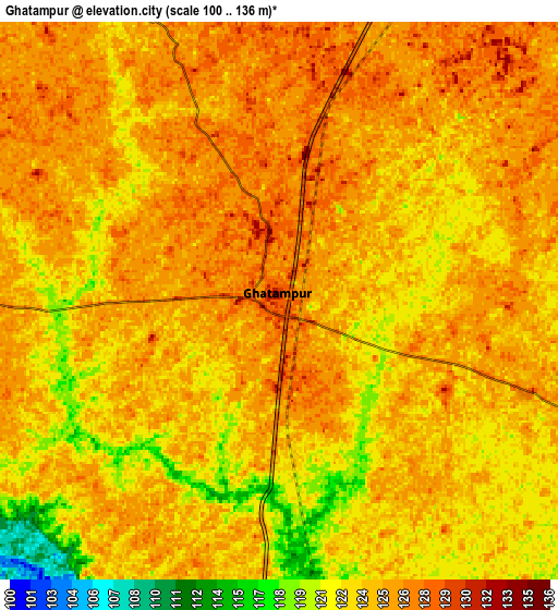 Zoom OUT 2x Ghātampur, India elevation map