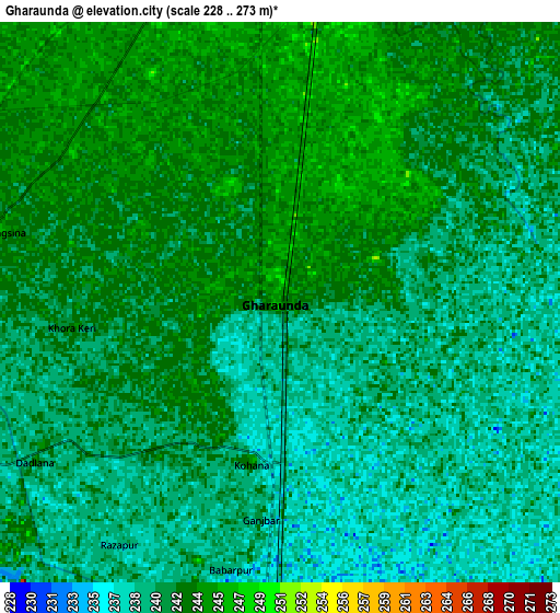 Zoom OUT 2x Gharaunda, India elevation map