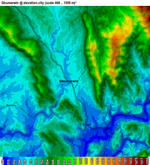 Zoom OUT 2x Ghumārwīn, India elevation map