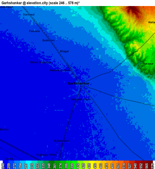 Zoom OUT 2x Garhshankar, India elevation map