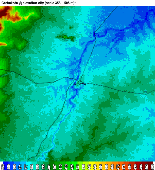 Zoom OUT 2x Garhākota, India elevation map