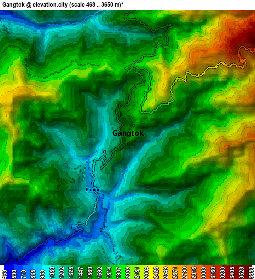 Zoom OUT 2x Gangtok, India elevation map