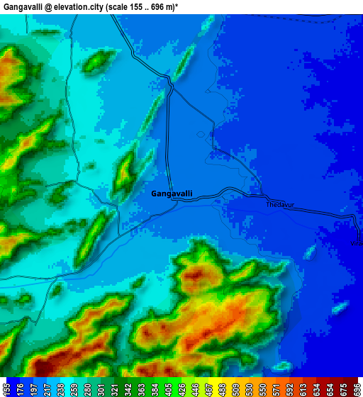 Zoom OUT 2x Gangavalli, India elevation map