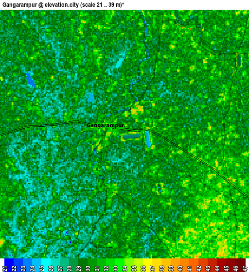 Zoom OUT 2x Gangārāmpur, India elevation map