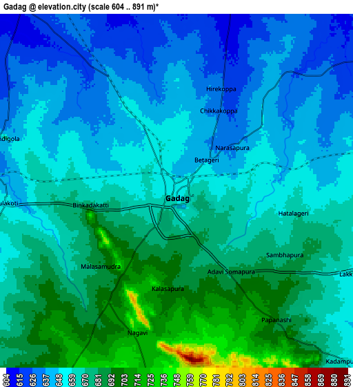 Zoom OUT 2x Gadag, India elevation map
