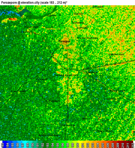 Zoom OUT 2x Ferozepore, India elevation map