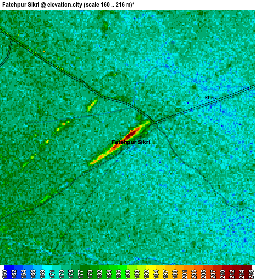 Zoom OUT 2x Fatehpur Sīkri, India elevation map