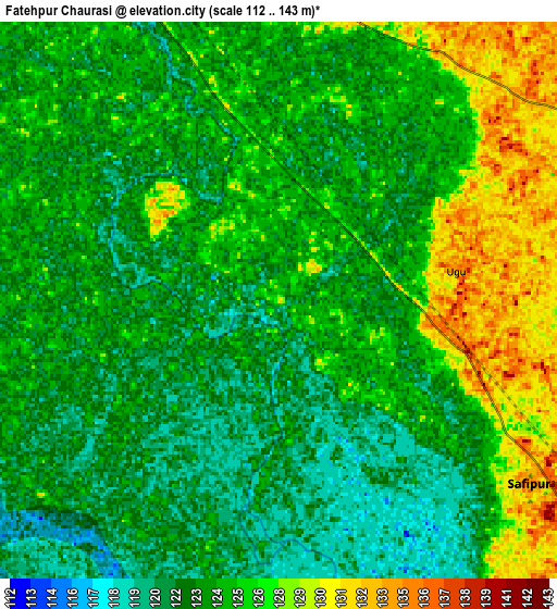 Zoom OUT 2x Fatehpur Chaurāsi, India elevation map