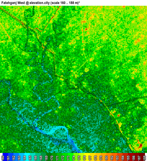 Zoom OUT 2x Fatehganj West, India elevation map