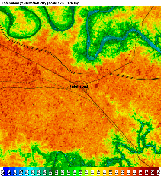 Zoom OUT 2x Fatehābād, India elevation map