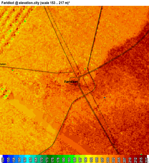 Zoom OUT 2x Farīdkot, India elevation map