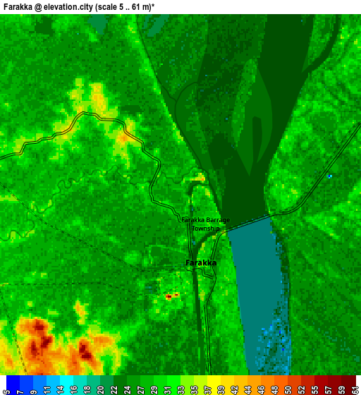 Zoom OUT 2x Farakka, India elevation map