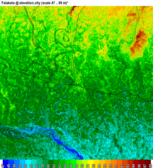 Zoom OUT 2x Fālākāta, India elevation map