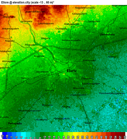 Zoom OUT 2x Ellore, India elevation map