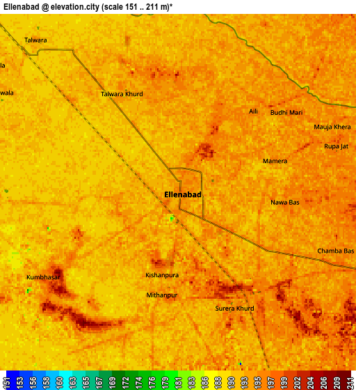 Zoom OUT 2x Ellenabad, India elevation map