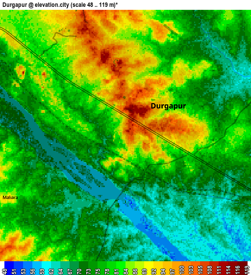 Zoom OUT 2x Durgapur, India elevation map