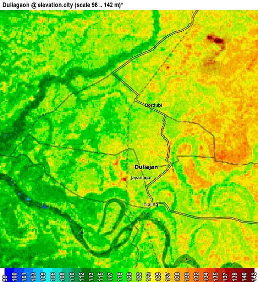 Zoom OUT 2x Duliāgaon, India elevation map