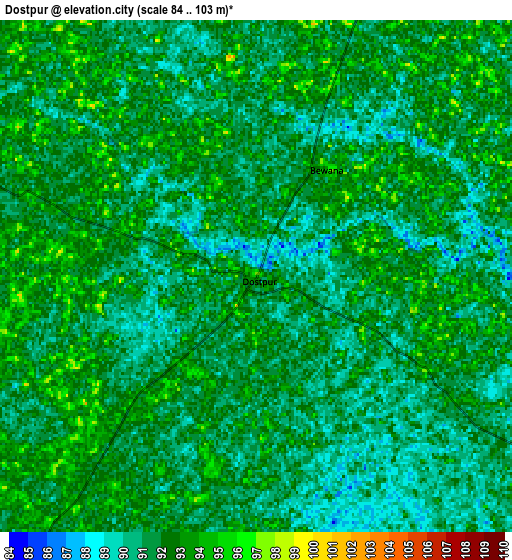Zoom OUT 2x Dostpur, India elevation map